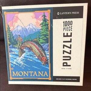 Lantern Press Montana Fly Fisherman Puzzle - 1000 Piece.  Has poster.